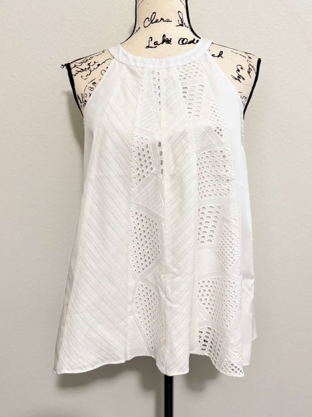 Amanda Uprichard Halter Camisole Nantucket Eyelet Sz M White Summer Quiet Luxury - Picture 3 of 16
